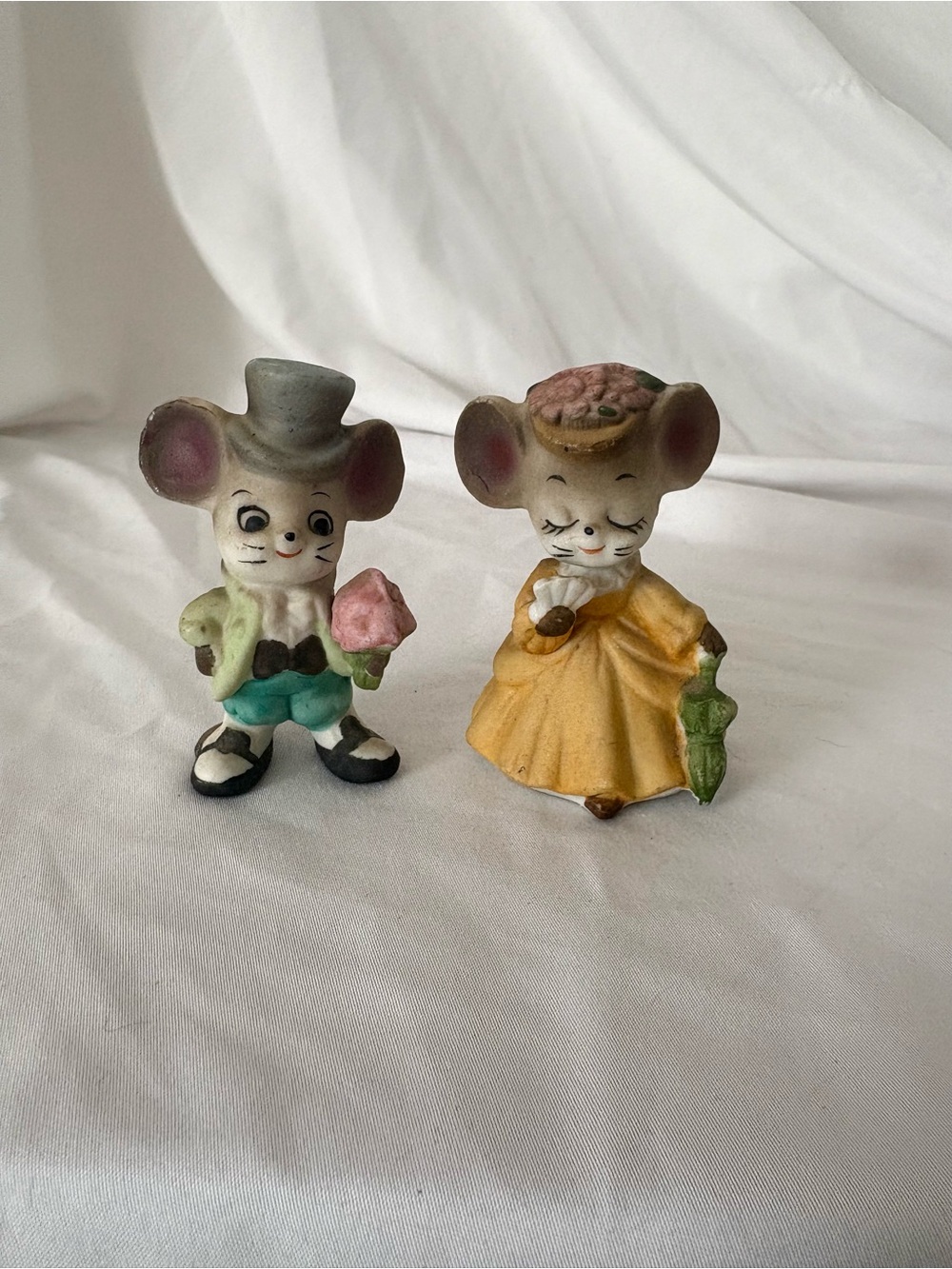 Vintage mice set groom bride guy girl couple mouse ceramic porcelain figurines